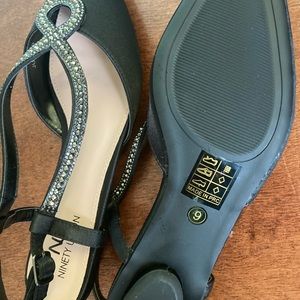 Satin evening dressy flats with sparkle detail. Size 9. Never worn.